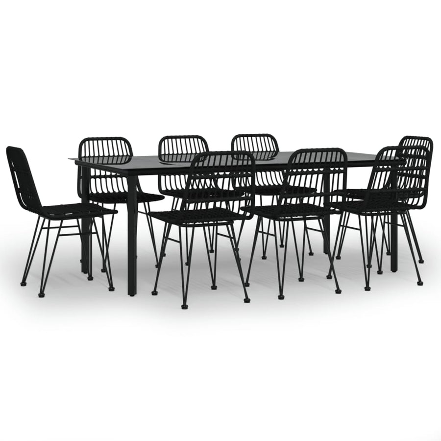 9-Delige Tuinset Poly Rattan 8 200 cm tafellengte Zwart