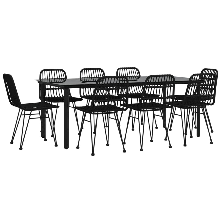 9-Delige Tuinset Poly Rattan 8 200 cm tafellengte Zwart