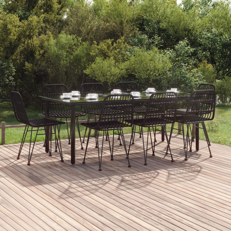 9-Delige Tuinset Poly Rattan 8 200 cm tafellengte Zwart