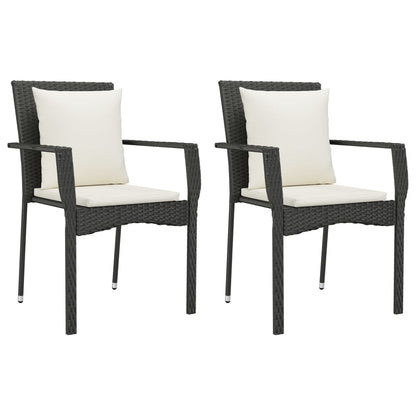 3-Delige Tuinset Met Kussens Poly Rattan 2 90 cm tafellengte Zwart