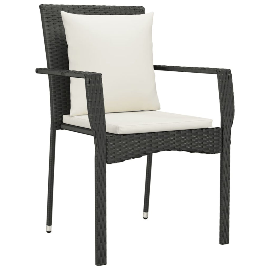 3-Delige Tuinset Met Kussens Poly Rattan 2 90 cm tafellengte Zwart