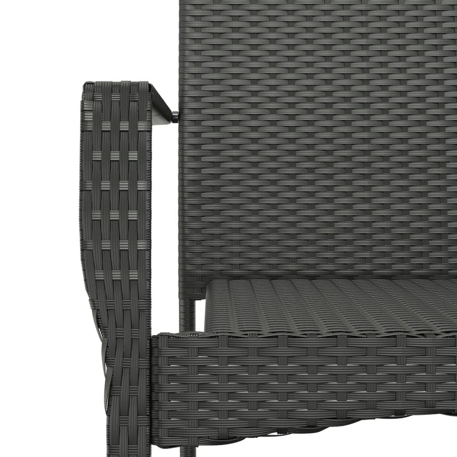 3-Delige Tuinset Met Kussens Poly Rattan 2 90 cm tafellengte Zwart