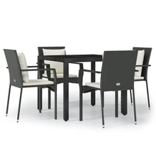 5-Delige Tuinset Met Kussens Poly Rattan 4 90 cm tafellengte Zwart