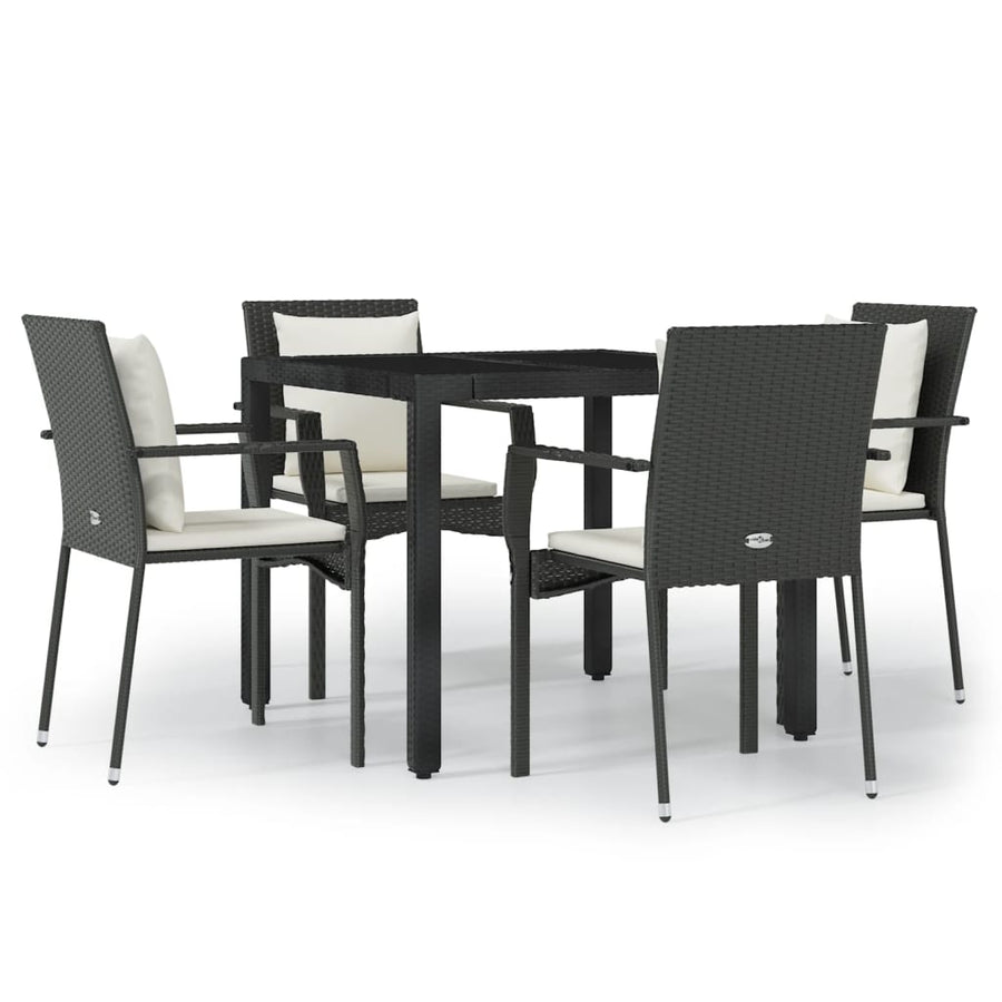 5-Delige Tuinset Met Kussens Poly Rattan 4 90 cm tafellengte Zwart