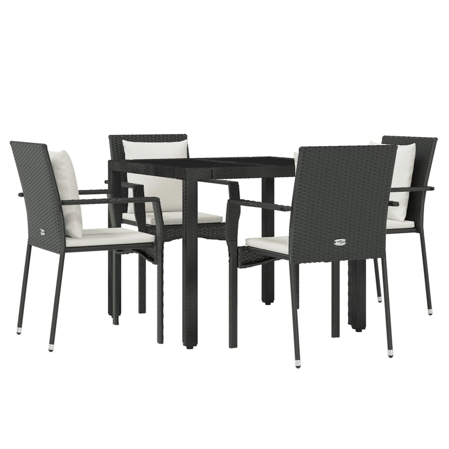 5-Delige Tuinset Met Kussens Poly Rattan 4 90 cm tafellengte Zwart