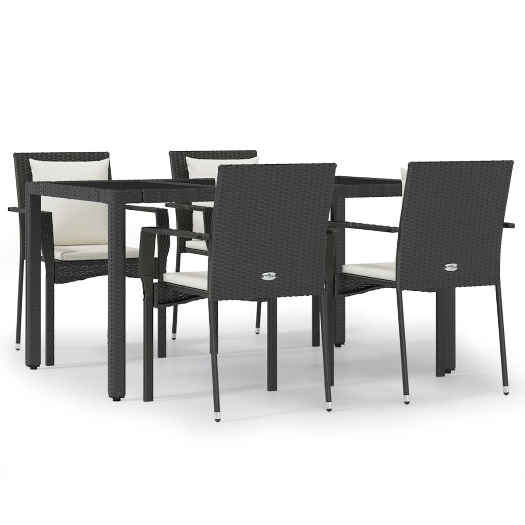 -Delige Tuinset Met Kussens Poly Rattan 5 150 cm tafellengte Zwart