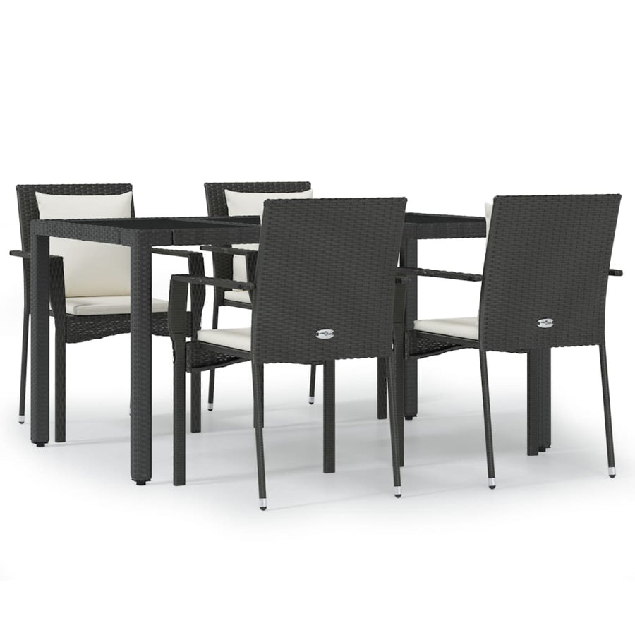 -Delige Tuinset Met Kussens Poly Rattan 5 150 cm tafellengte Zwart