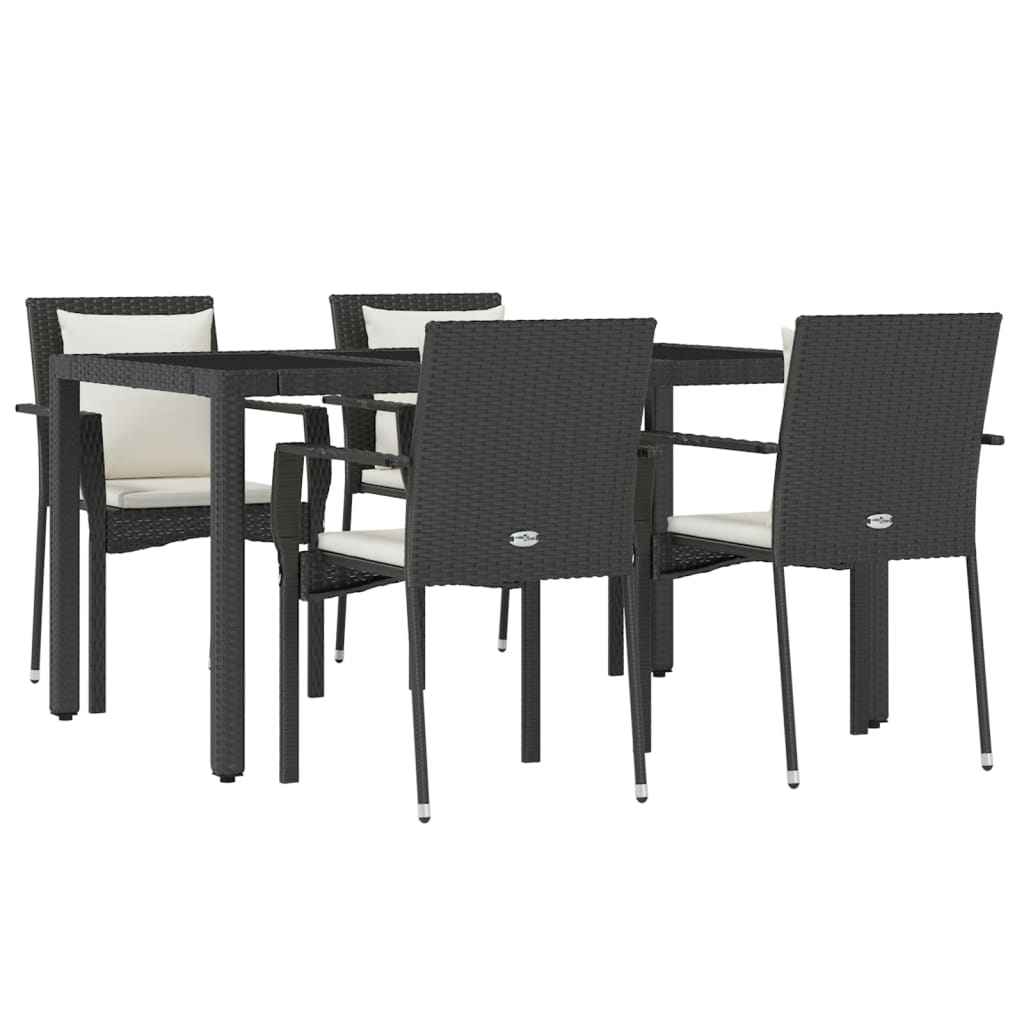-Delige Tuinset Met Kussens Poly Rattan 5 150 cm tafellengte Zwart