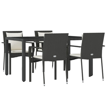 -Delige Tuinset Met Kussens Poly Rattan 5 150 cm tafellengte Zwart