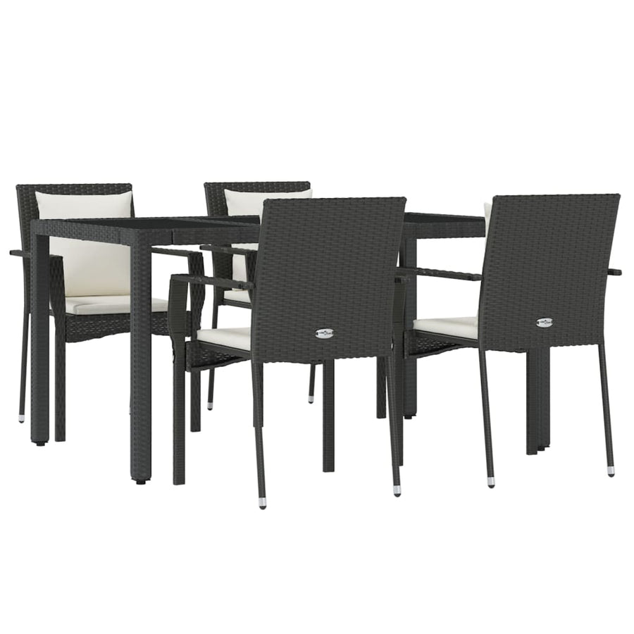 -Delige Tuinset Met Kussens Poly Rattan 5 150 cm tafellengte Zwart