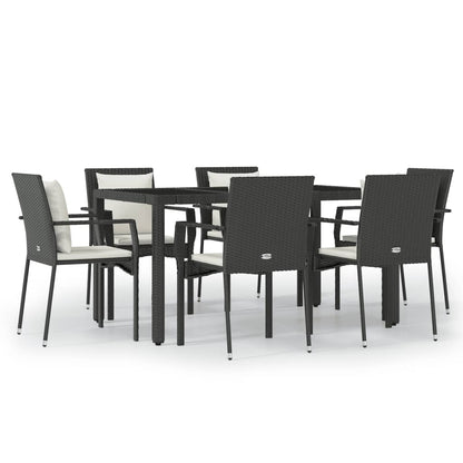 -Delige Tuinset Met Kussens Poly Rattan 7 150 cm tafellengte Zwart