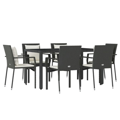 -Delige Tuinset Met Kussens Poly Rattan 7 150 cm tafellengte Zwart