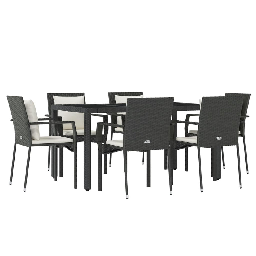 -Delige Tuinset Met Kussens Poly Rattan 7 150 cm tafellengte Zwart