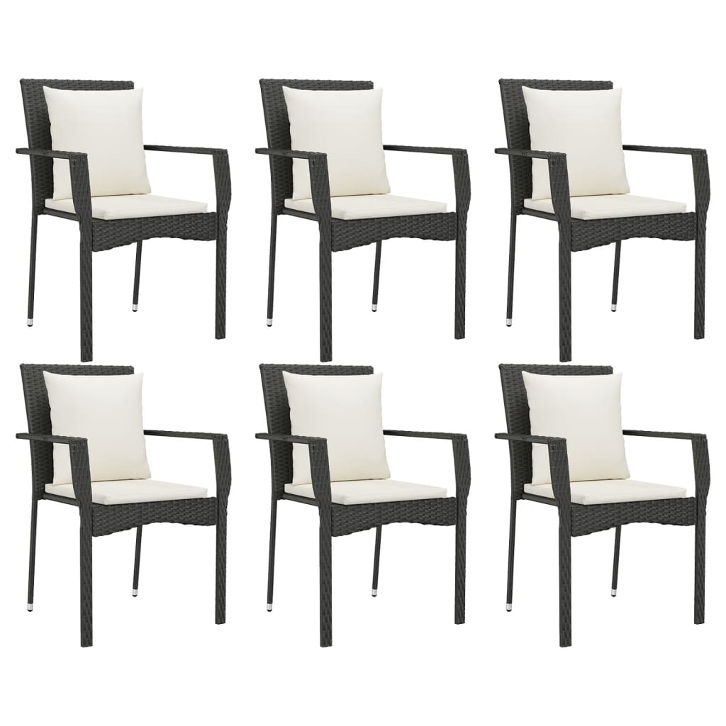 -Delige Tuinset Met Kussens Poly Rattan 7 150 cm tafellengte Zwart