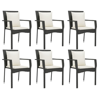 -Delige Tuinset Met Kussens Poly Rattan 7 150 cm tafellengte Zwart
