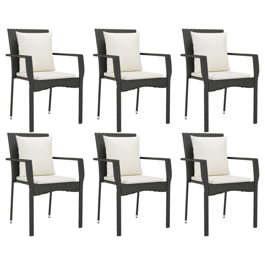-Delige Tuinset Met Kussens Poly Rattan 7 150 cm tafellengte Zwart