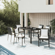 Tuinset 7-delig poly rattan zwart met kussens