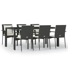 -Delige Tuinset Met Kussens Poly Rattan 7 190 cm tafellengte Zwart