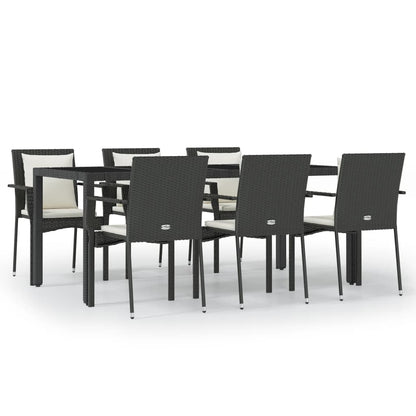 -Delige Tuinset Met Kussens Poly Rattan 7 190 cm tafellengte Zwart