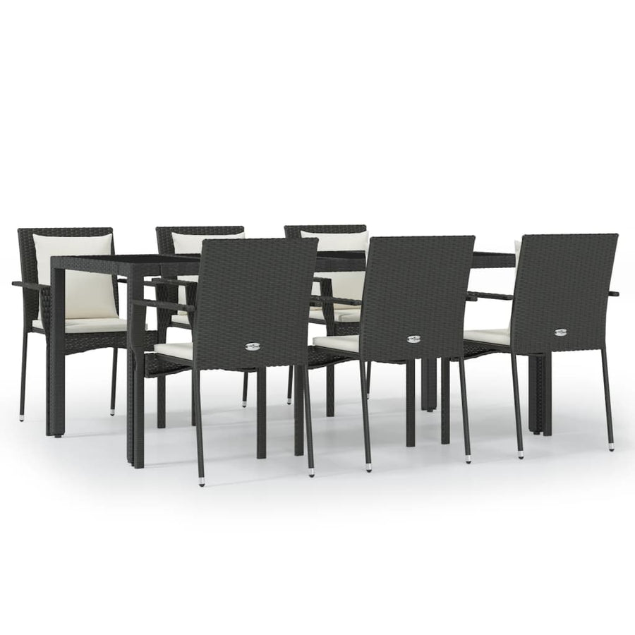 -Delige Tuinset Met Kussens Poly Rattan 7 190 cm tafellengte Zwart