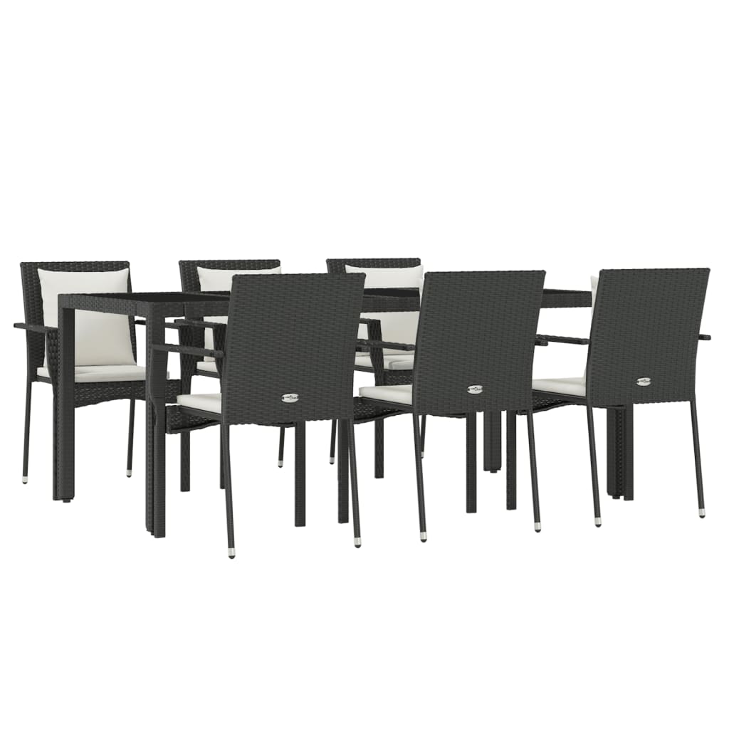 -Delige Tuinset Met Kussens Poly Rattan 7 190 cm tafellengte Zwart