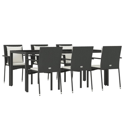 -Delige Tuinset Met Kussens Poly Rattan 7 190 cm tafellengte Zwart