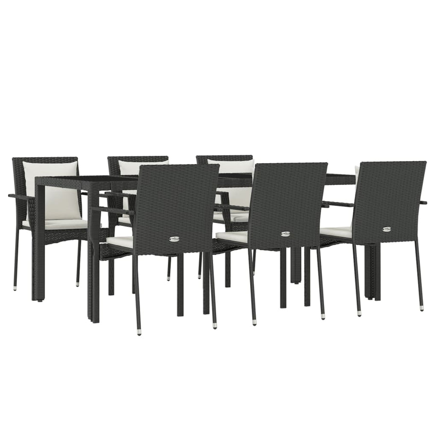 -Delige Tuinset Met Kussens Poly Rattan 7 190 cm tafellengte Zwart