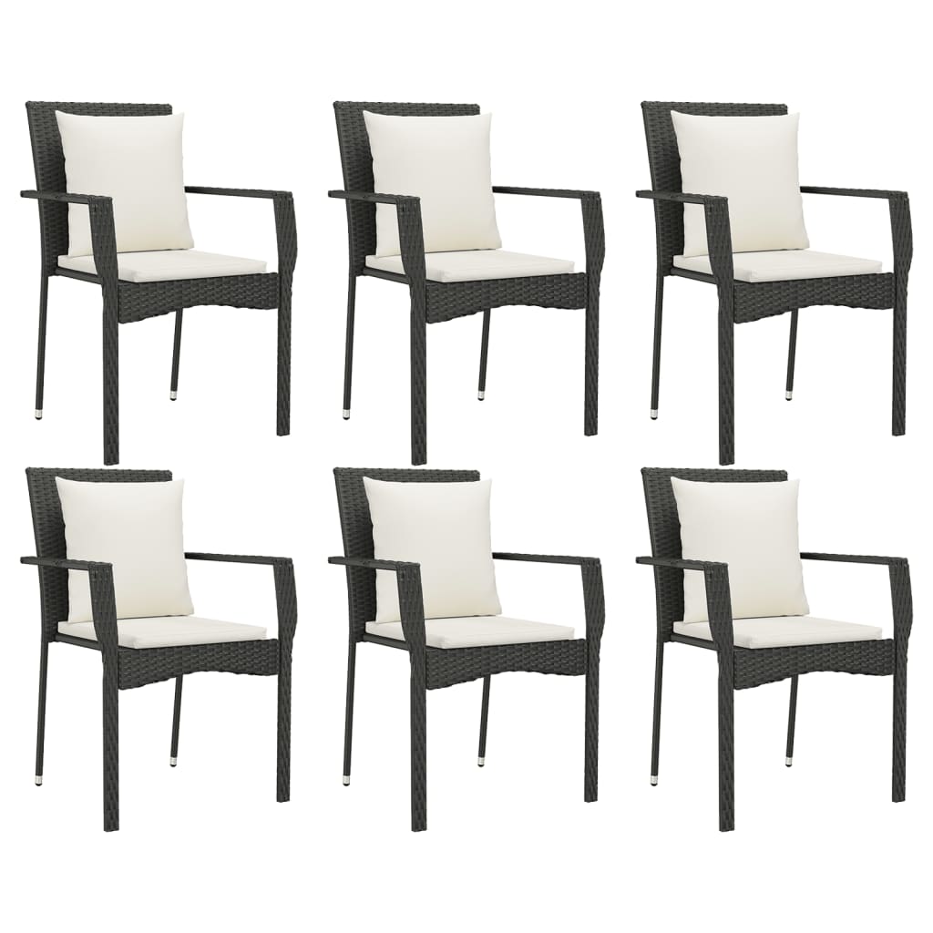 -Delige Tuinset Met Kussens Poly Rattan 7 190 cm tafellengte Zwart