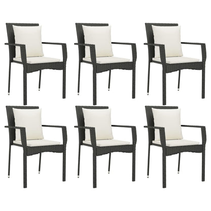 -Delige Tuinset Met Kussens Poly Rattan 7 190 cm tafellengte Zwart
