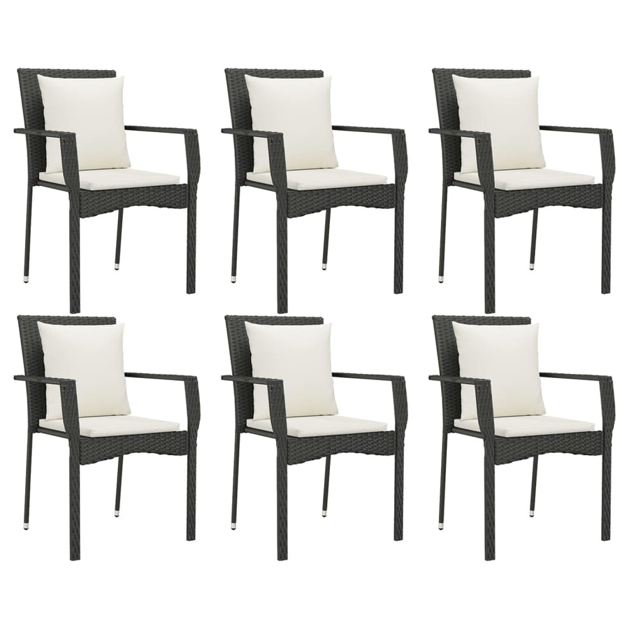 -Delige Tuinset Met Kussens Poly Rattan 7 190 cm tafellengte Zwart