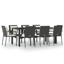 -Delige Loungeset Met Kussens Poly Rattan 9 190 cm tafellengte Zwart