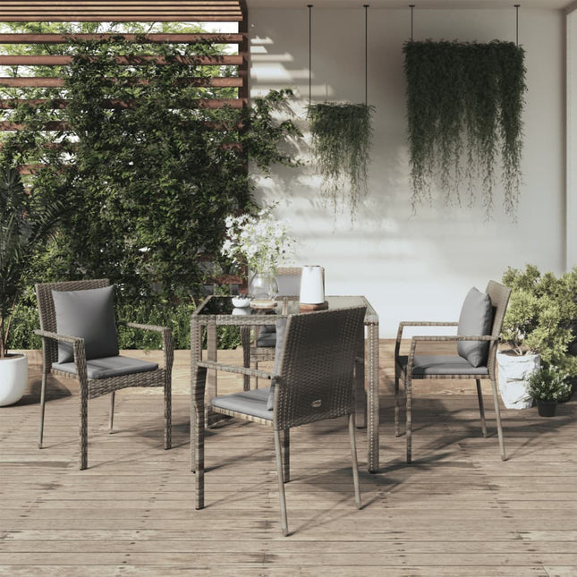 -Delige Tuinset Met Kussens Poly Rattan 5 90 cm tafellengte Grijs