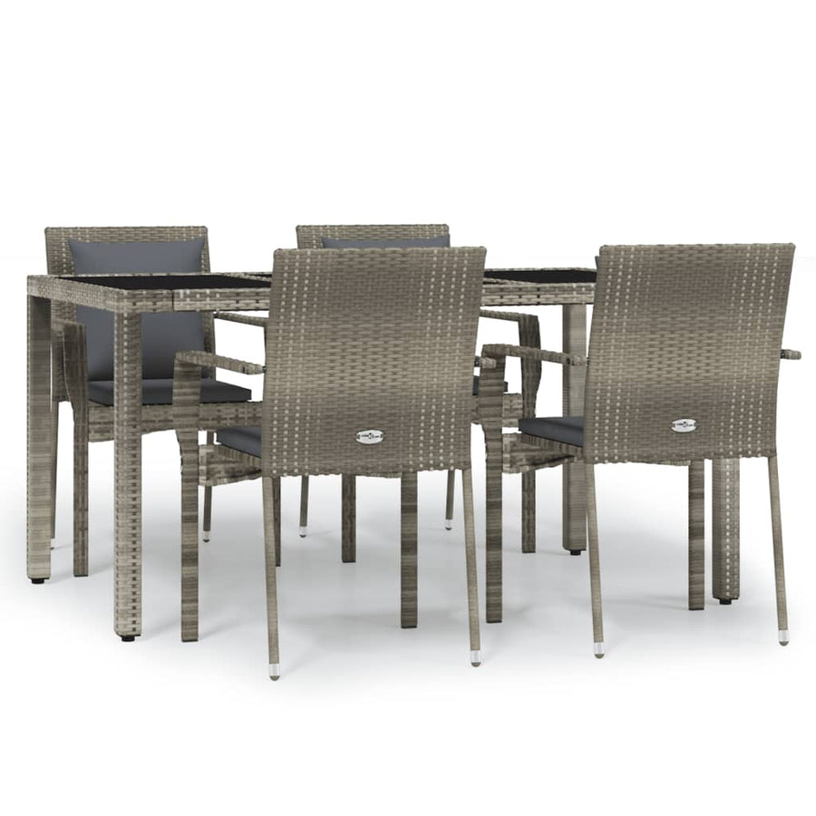 -Delige Tuinset Met Kussens Poly Rattan 5 150 cm tafellengte Grijs