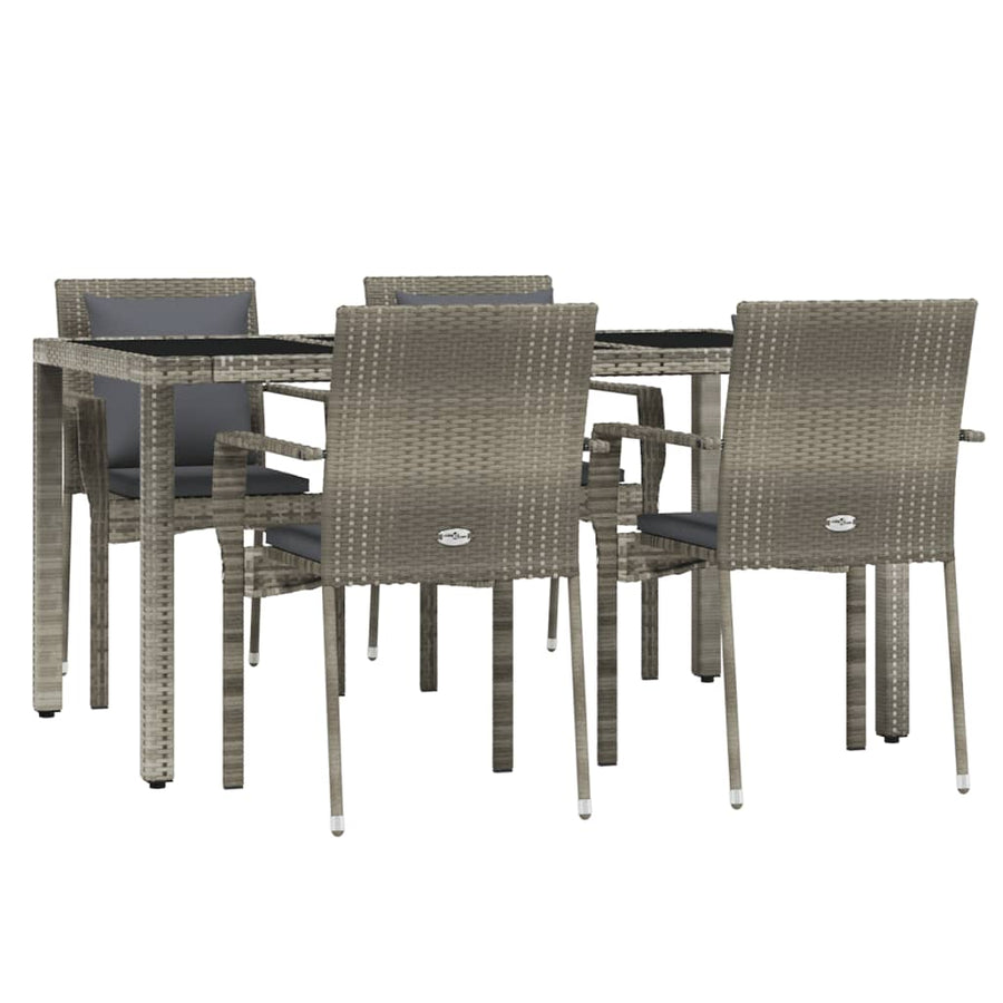 -Delige Tuinset Met Kussens Poly Rattan 5 150 cm tafellengte Grijs
