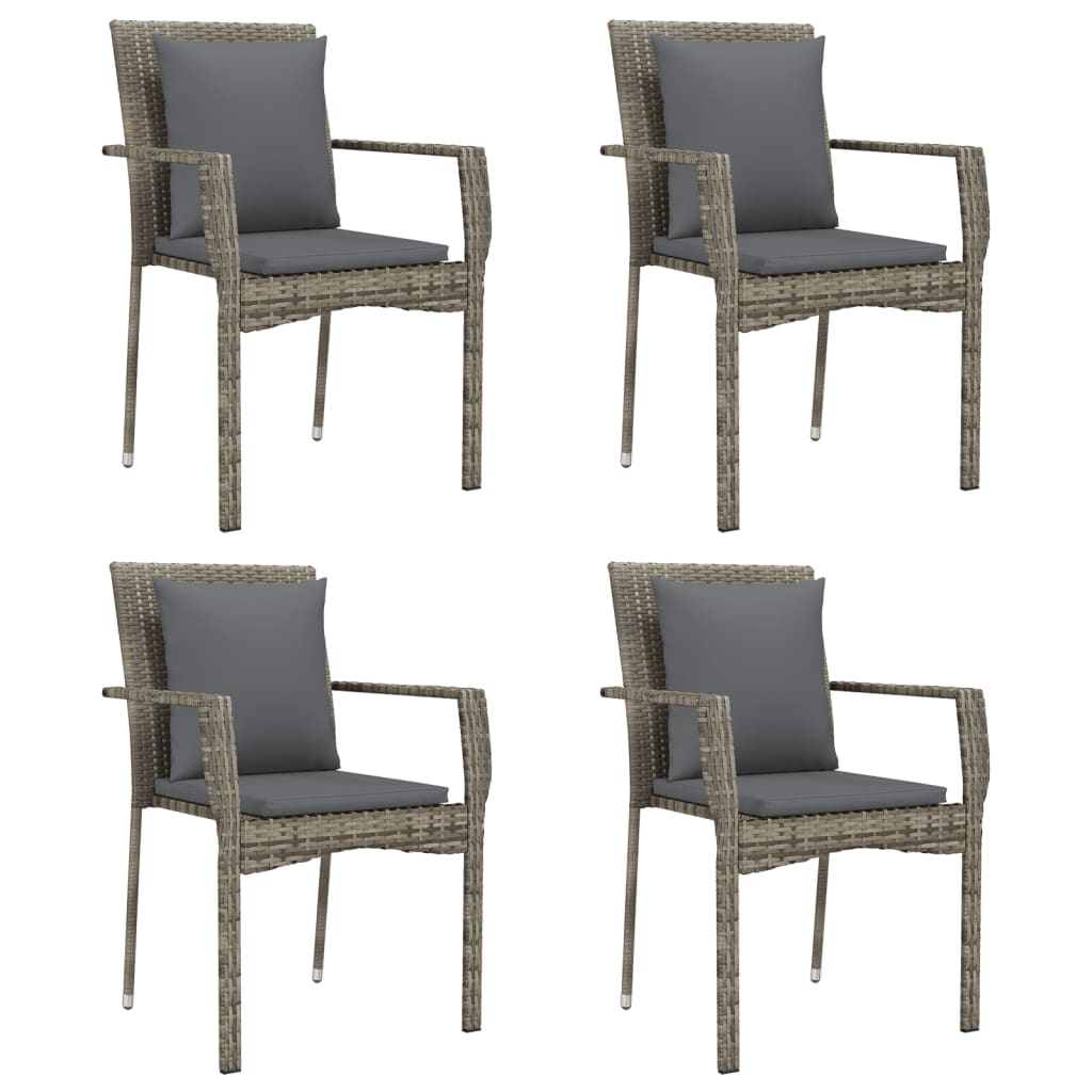-Delige Tuinset Met Kussens Poly Rattan 5 150 cm tafellengte Grijs