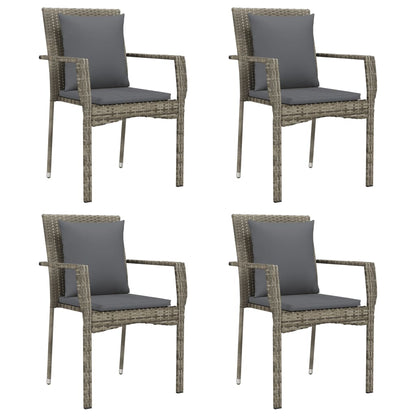 -Delige Tuinset Met Kussens Poly Rattan 5 150 cm tafellengte Grijs