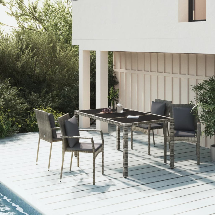 -Delige Tuinset Met Kussens Poly Rattan 5 150 cm tafellengte Grijs