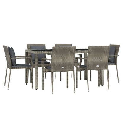 -Delige Tuinset Met Kussens Poly Rattan 7 150 cm tafellengte Grijs