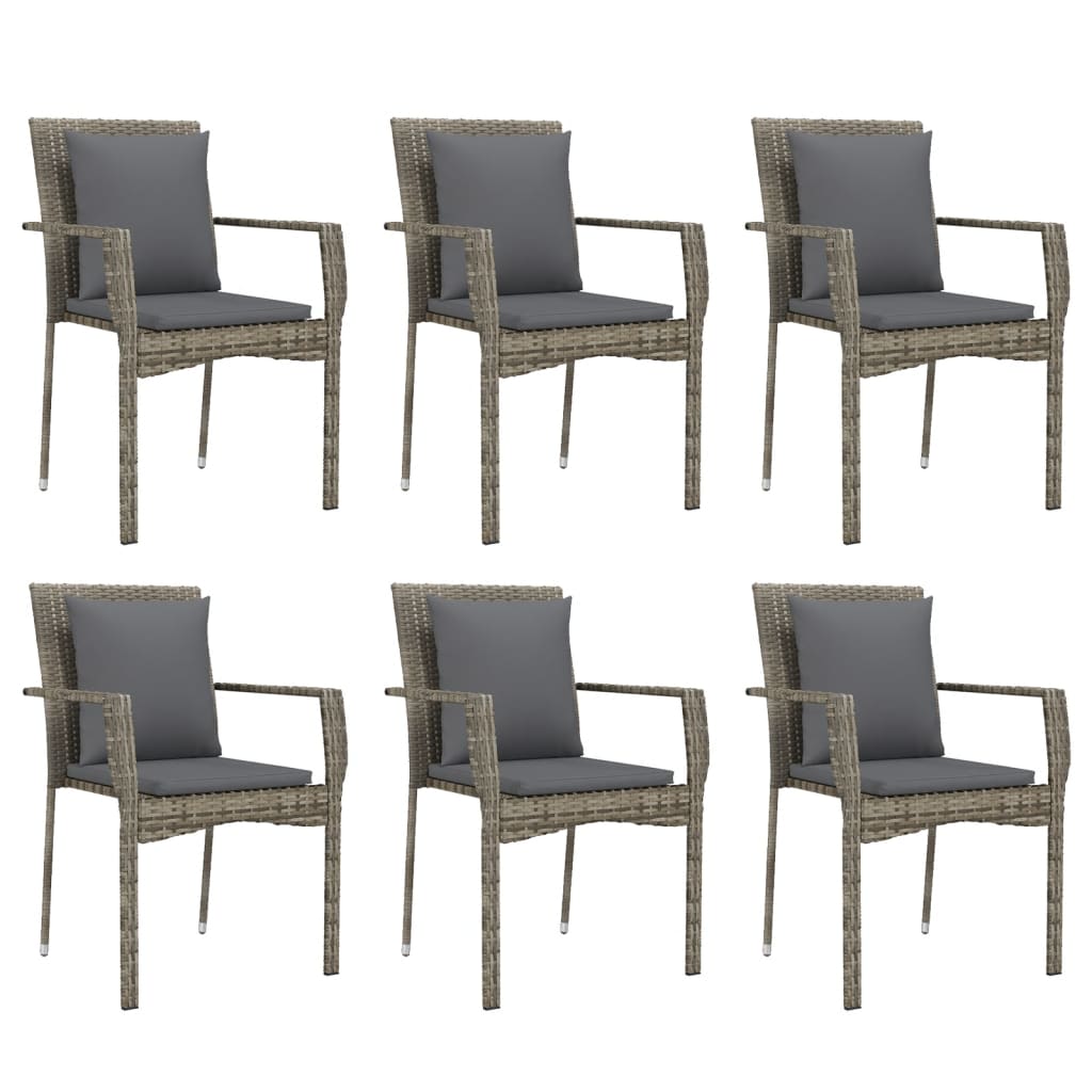 -Delige Tuinset Met Kussens Poly Rattan 7 150 cm tafellengte Grijs