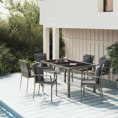 -Delige Tuinset Met Kussens Poly Rattan 7 150 cm tafellengte Grijs