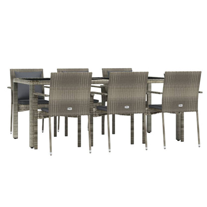 -Delige Tuinset Met Kussens Poly Rattan 7 190 cm tafellengte Grijs
