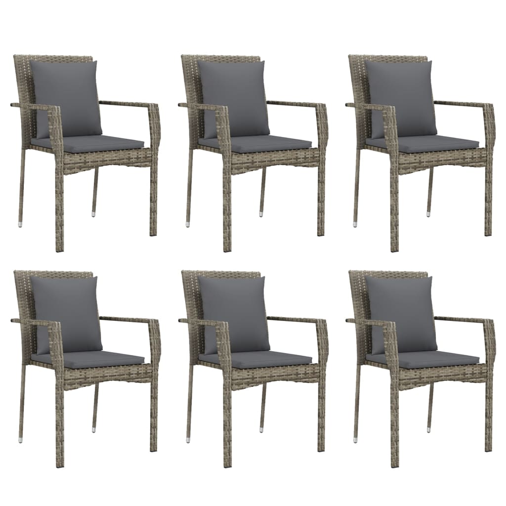 -Delige Tuinset Met Kussens Poly Rattan 7 190 cm tafellengte Grijs