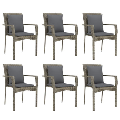 -Delige Tuinset Met Kussens Poly Rattan 7 190 cm tafellengte Grijs