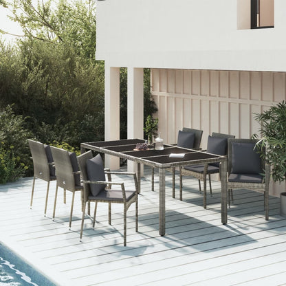 -Delige Tuinset Met Kussens Poly Rattan 7 190 cm tafellengte Grijs