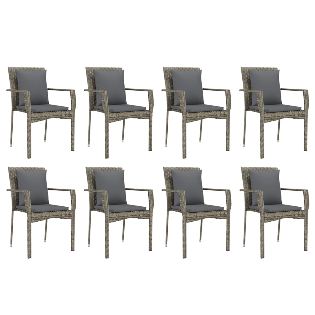 -Delige Tuinset Met Kussens Poly Rattan 9 190 cm tafellengte Grijs