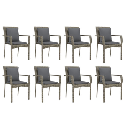 -Delige Tuinset Met Kussens Poly Rattan 9 190 cm tafellengte Grijs