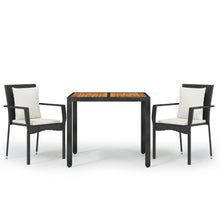 -Delige Tuinset Met Kussens Poly Rattan 3 90 cm tafellengte Zwart