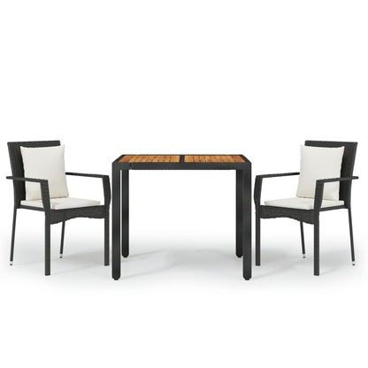 -Delige Tuinset Met Kussens Poly Rattan 3 90 cm tafellengte Zwart