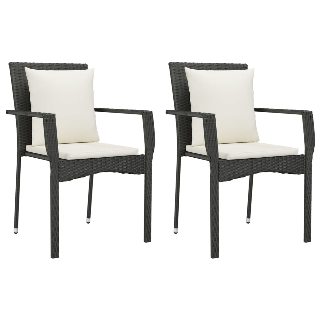 -Delige Tuinset Met Kussens Poly Rattan 3 90 cm tafellengte Zwart