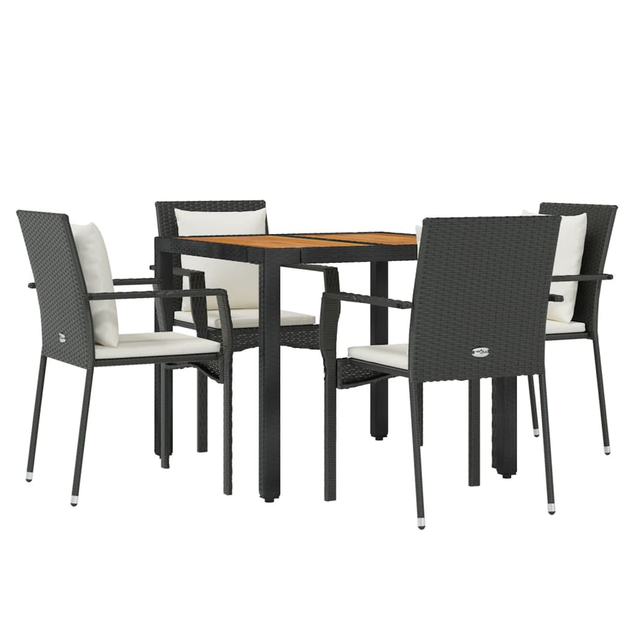-Delige Tuinset Met Kussens Poly Rattan 5 90 cm tafellengte Zwart